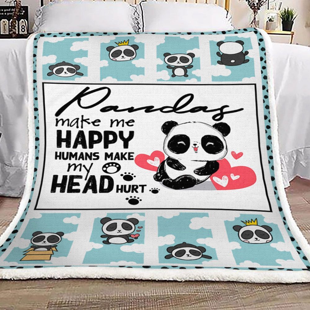 Pandas Make Me Happy Sherpa Fleece Blanket