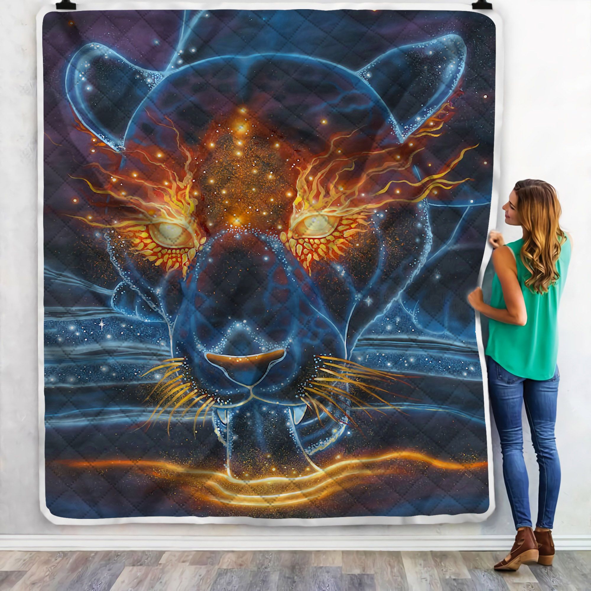 Panther Galaxy Sherpa Fleece Blanket