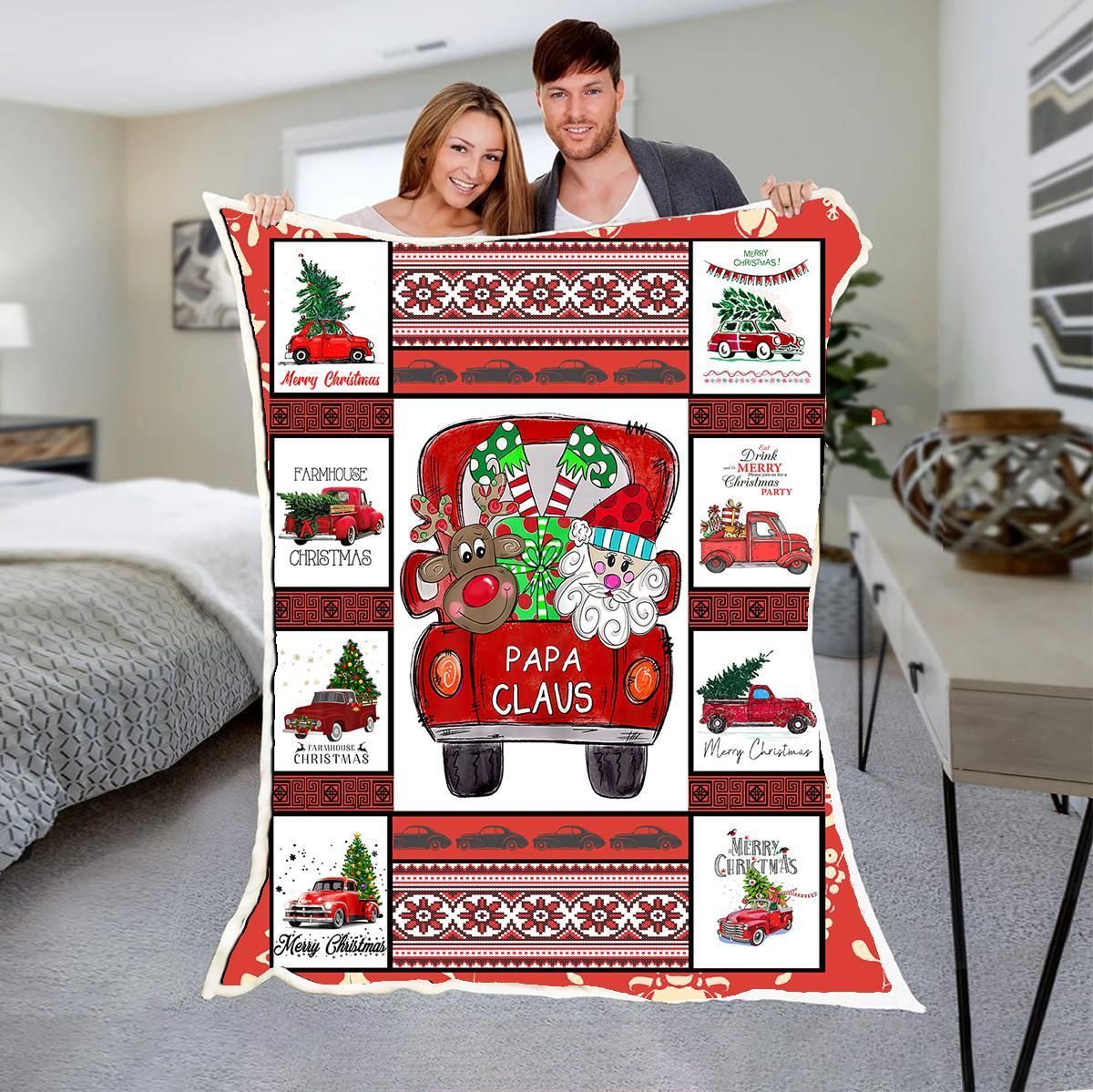 Papa Claus Christmas Sherpa Fleece Blanket
