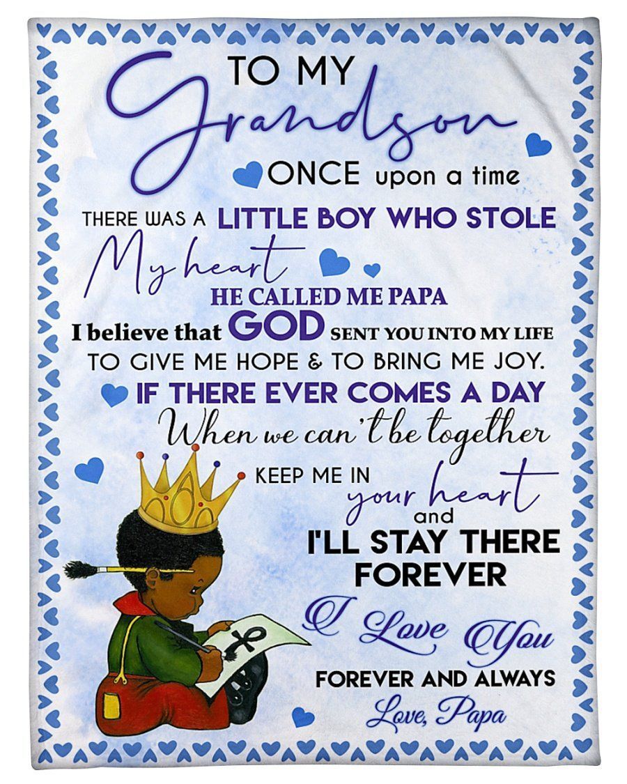 Papa Gift For Grandson I’ll Stay Therer Forever Fleece Blanket