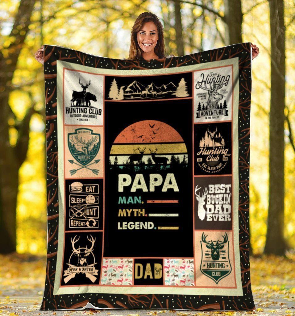 Papa Man Myth Legend Deer Hunting Fleece Blanket