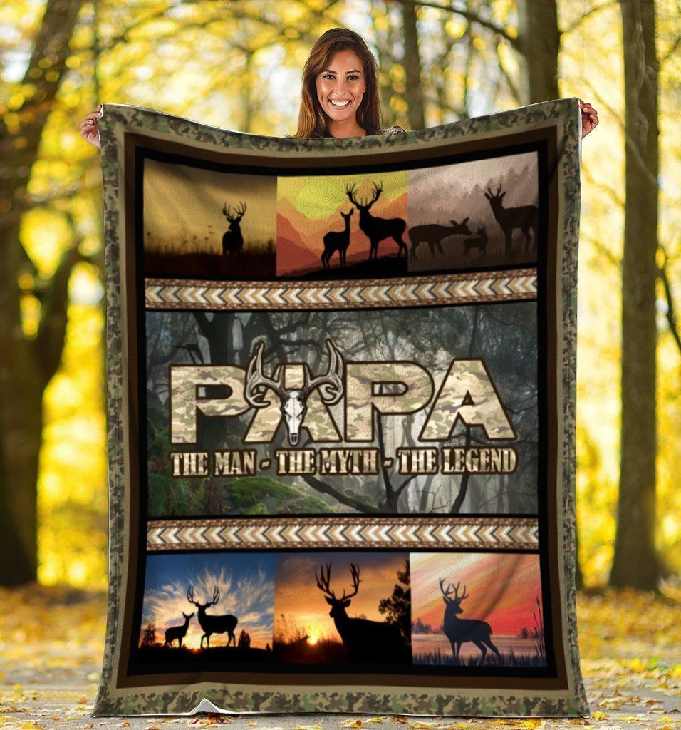 Papa The Man The Myth The Legend Deer Hunting Fleece Blanket