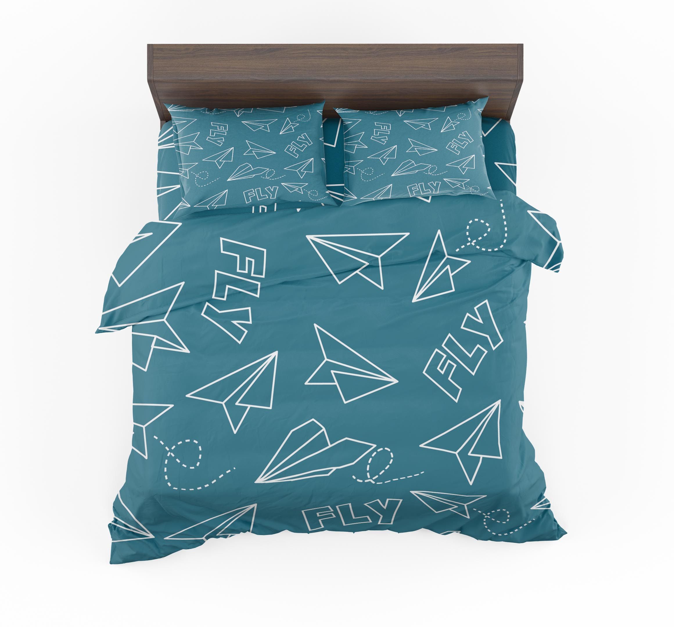 Paper Airplane And Fly Designed Bedding Set