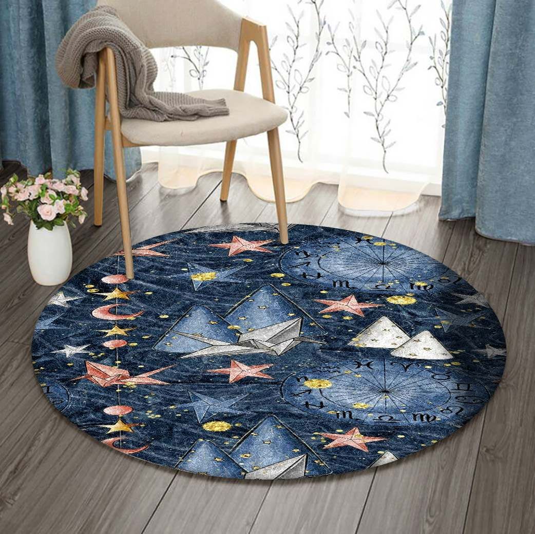 Paper Crane Horoscope Wheel Round Carpet