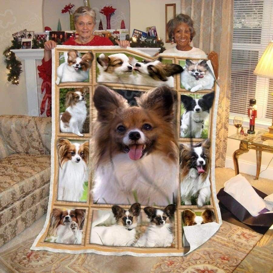 Papillon Dog Sherpa Fleece Blanket