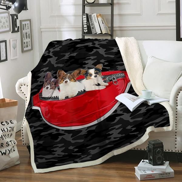 Papillon Dog Sherpa Fleece Blanket
