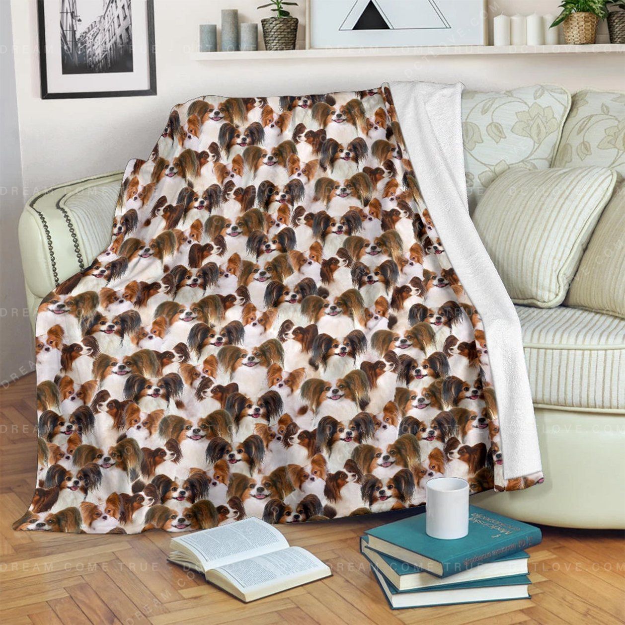Papillon Sherpa Fleece Blanket