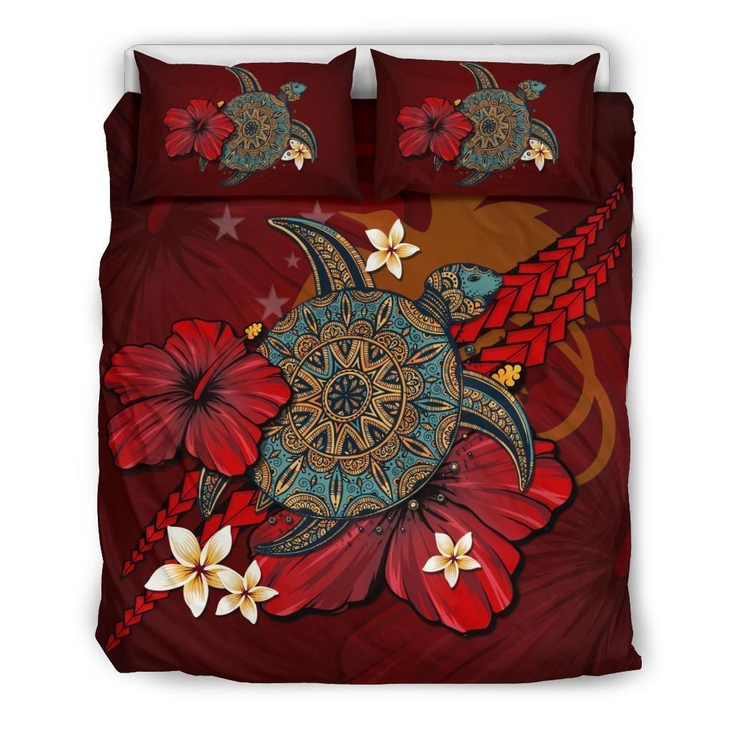 Papua New Guinea Red Turtle Tribal Bedding Set