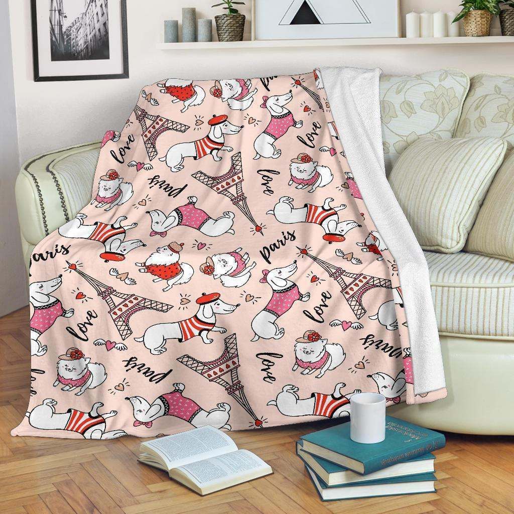 Paris Dog Sherpa Fleece Blanket
