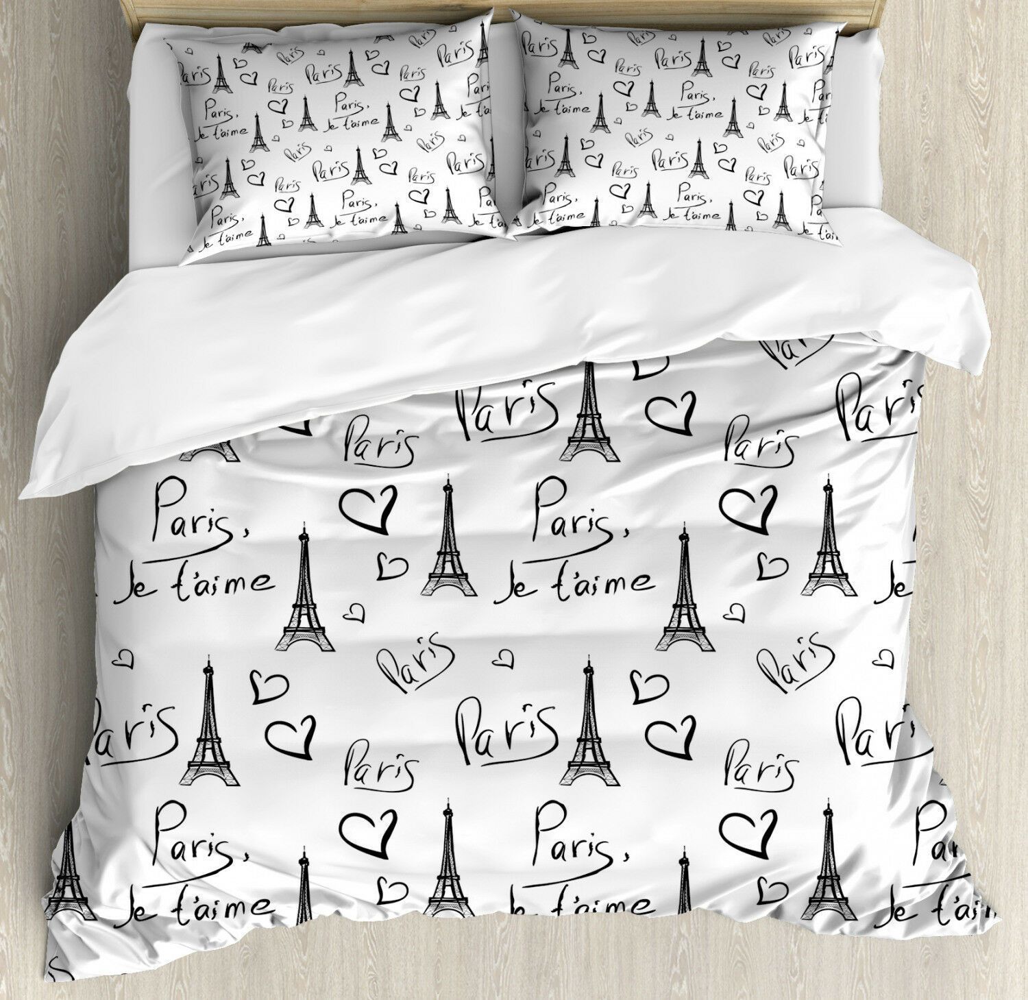 Paris Eiffel Tower With Love Je T’aime Bedding Set