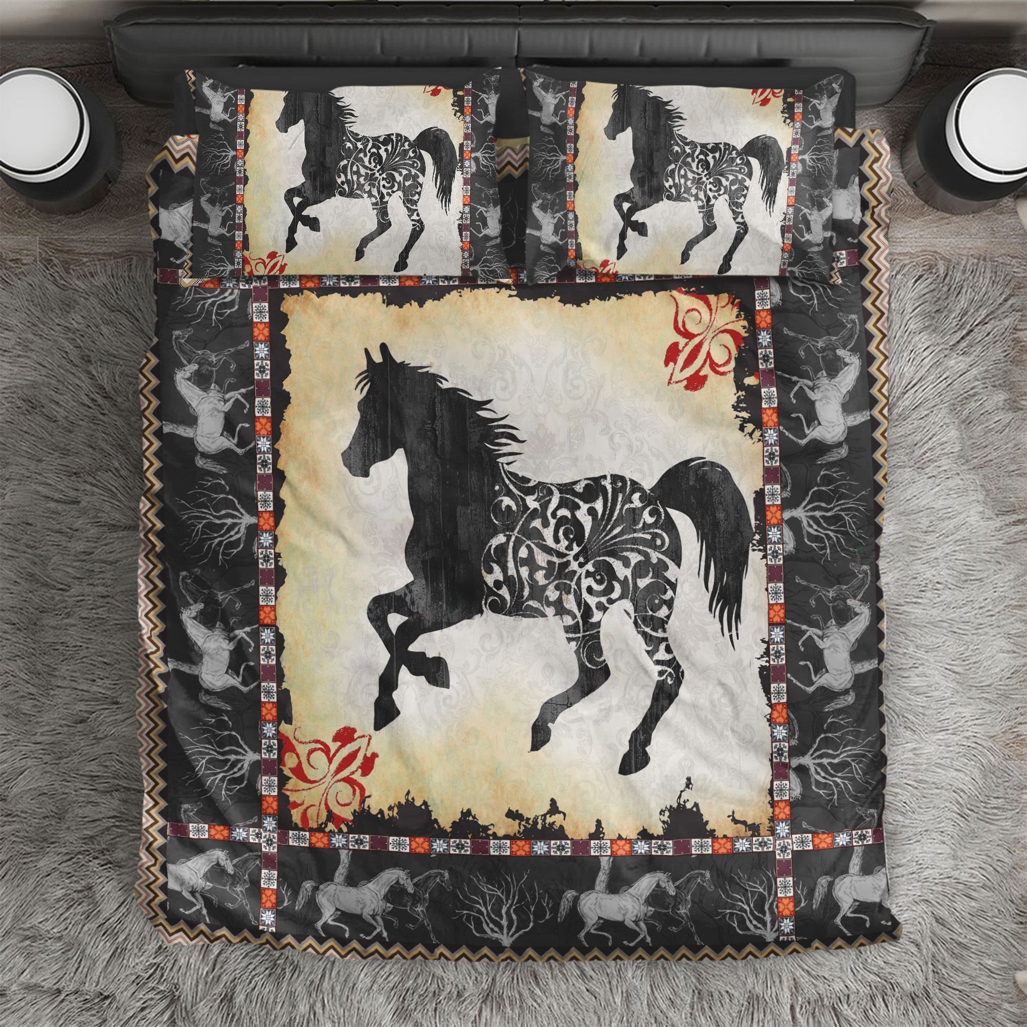 Paris Farm Horse Vintage Bedding Set