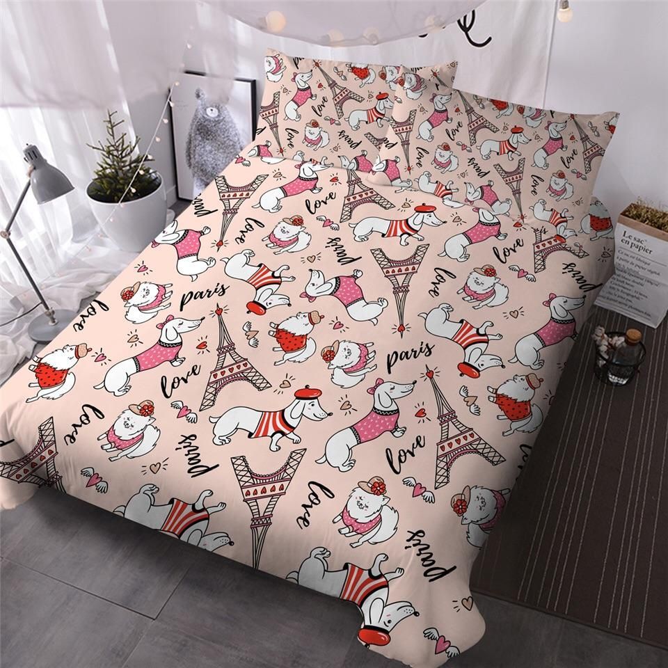 Paris French Dogs Bedding Set