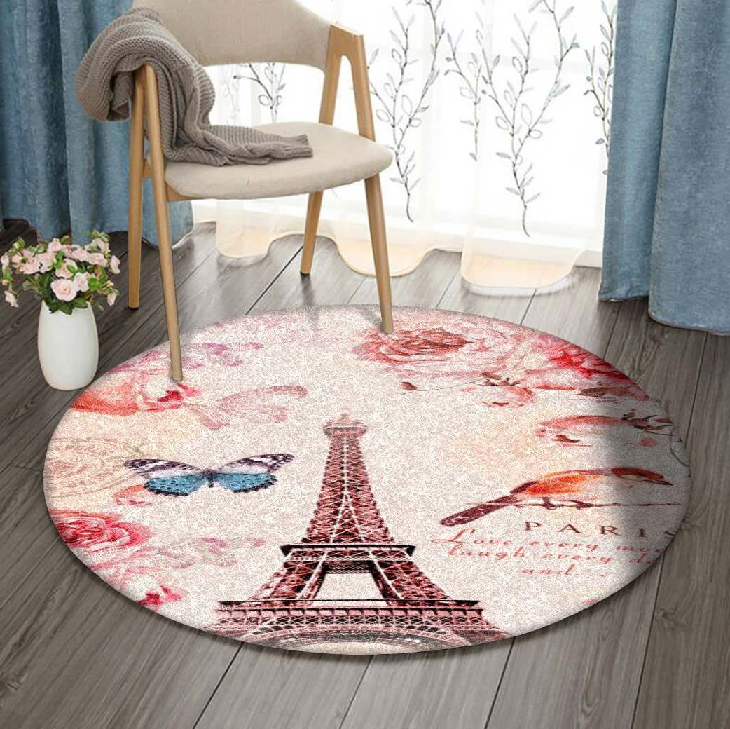 Paris Rose Round Carpet