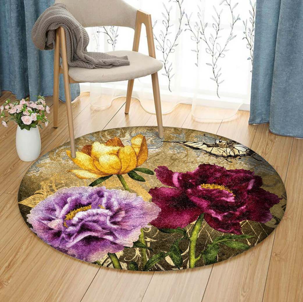 Parisian Peonies Round Carpet