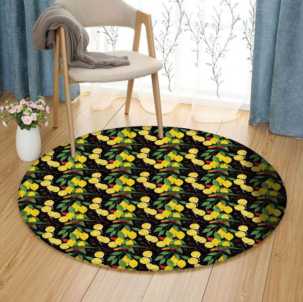 Parrot And Lemon Round Carpet