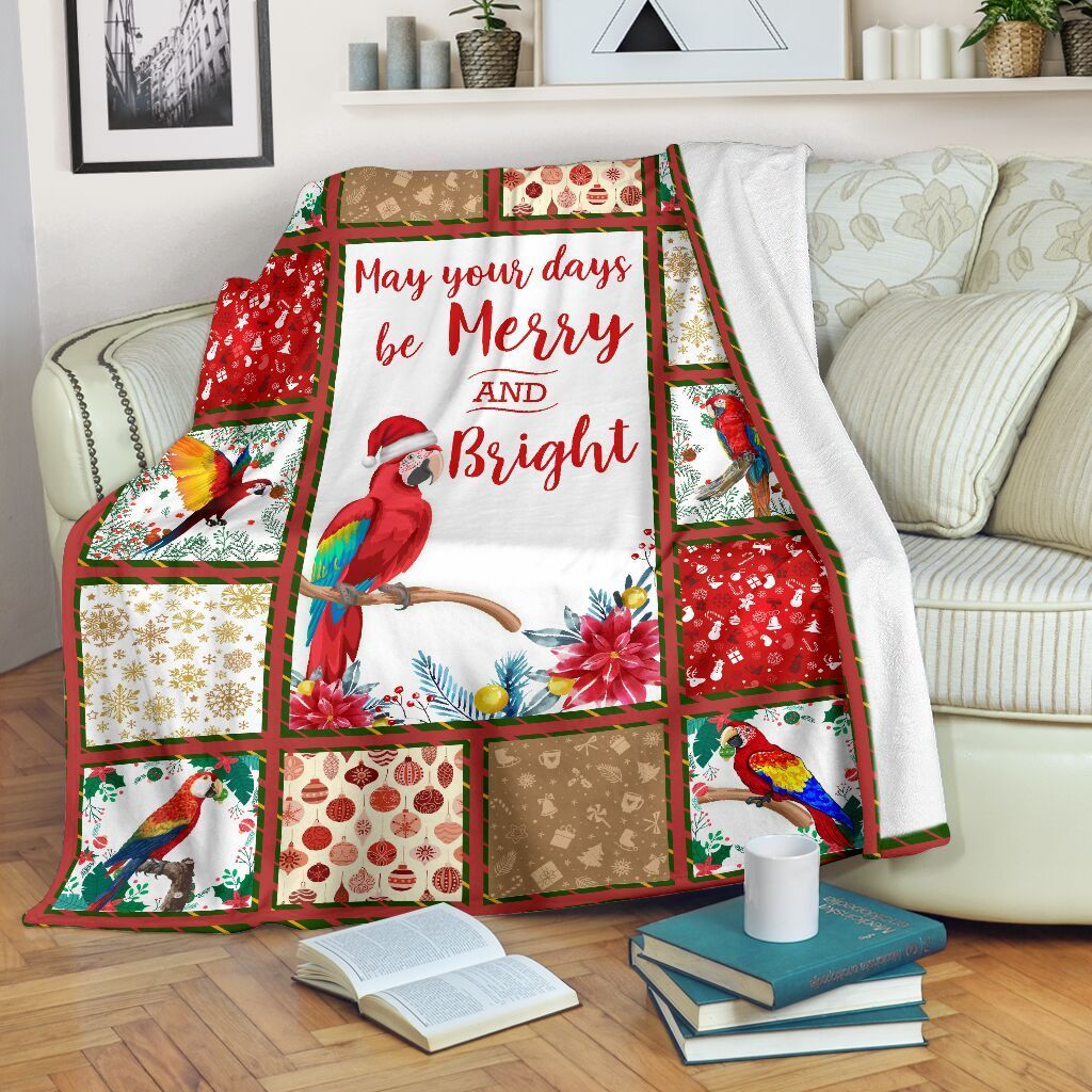 Parrot Christmas Sherpa Fleece Blanket