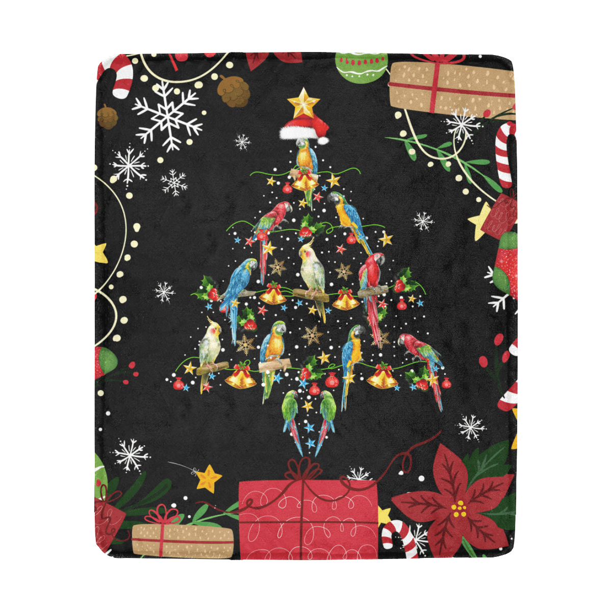 Parrot Christmas Xmas Sherpa Fleece Blanket