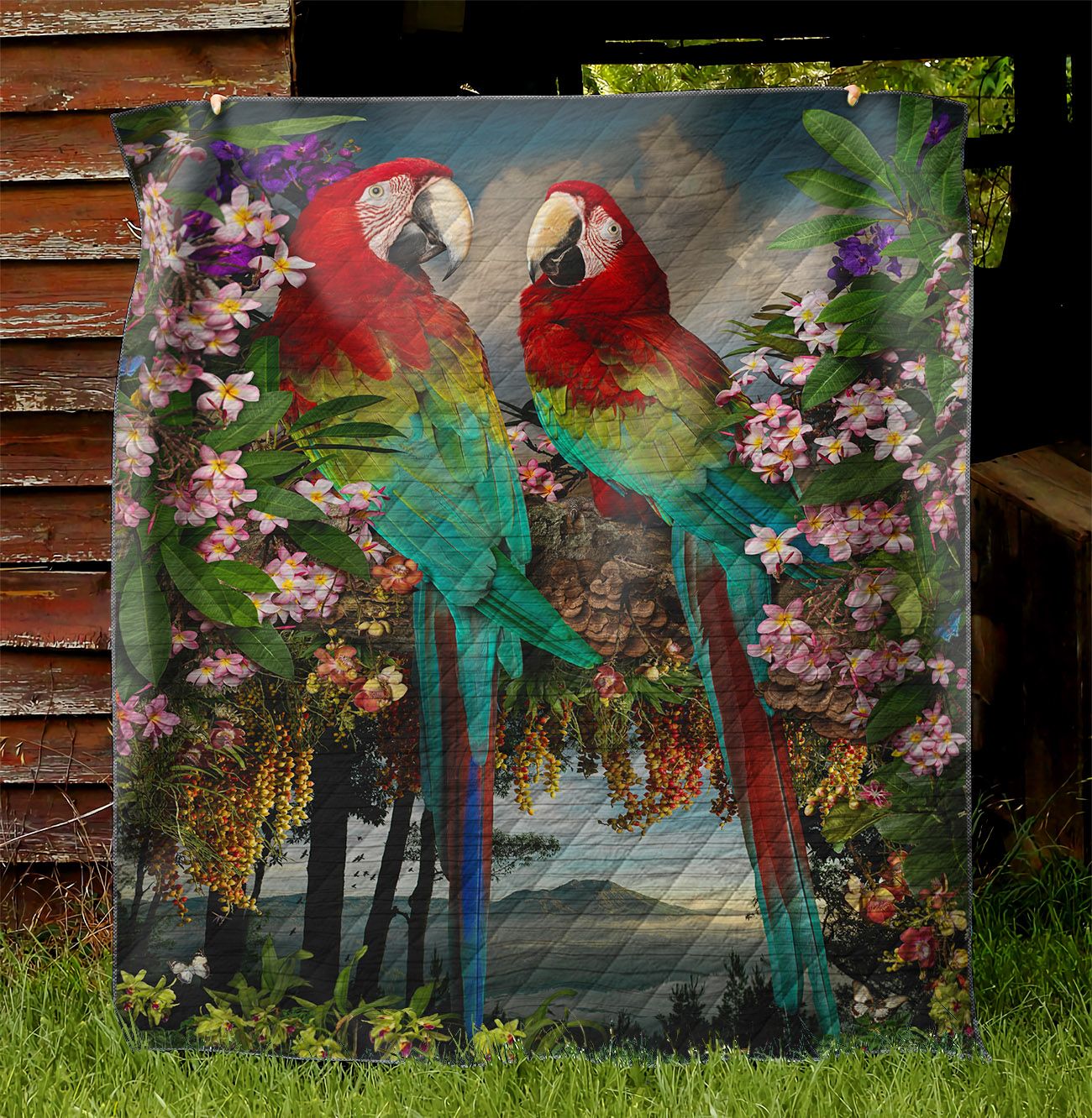 Parrot Couple NI0701077YD Quilt Blanket
