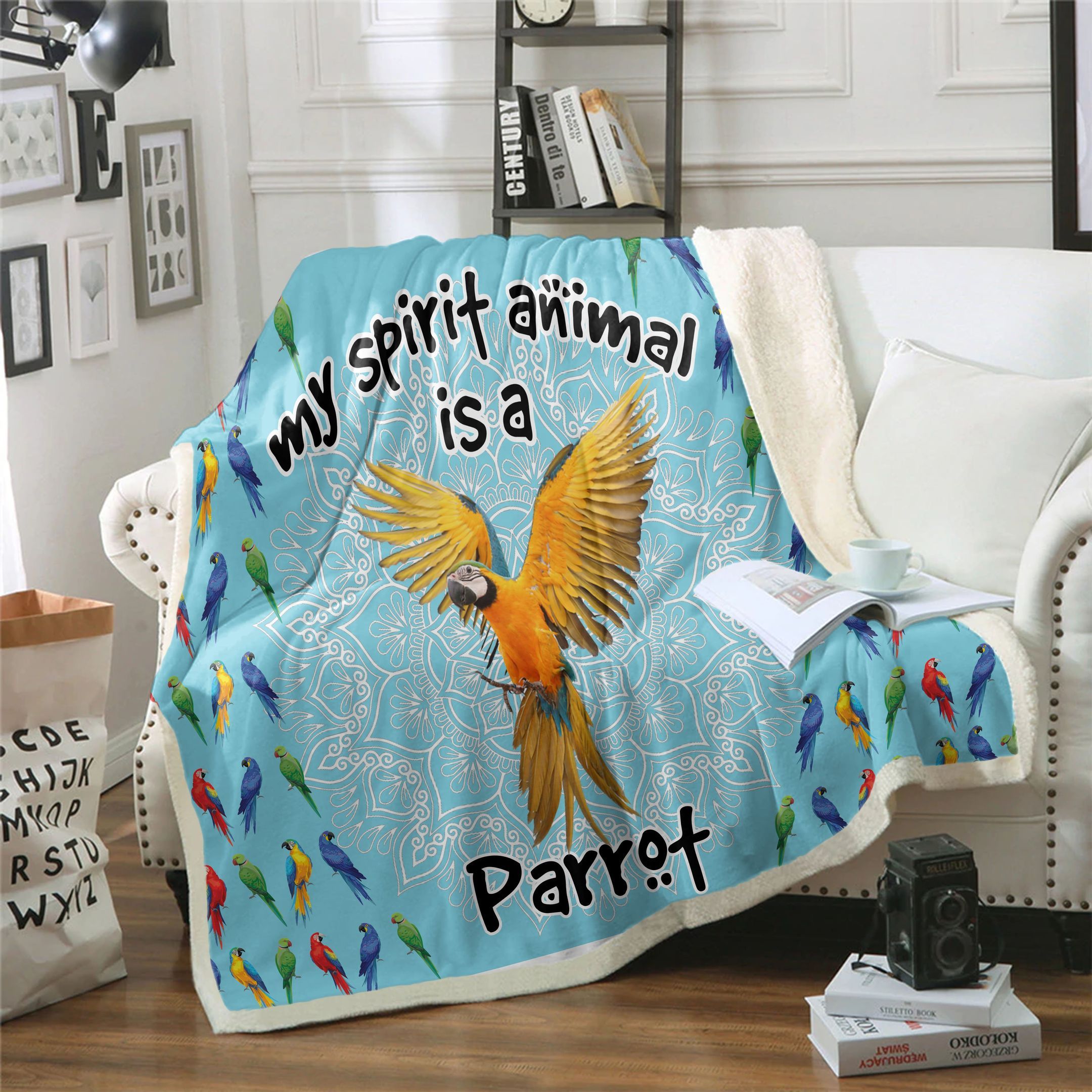 Parrot Is My Spirit Animal Sherpa Fleece Blanket