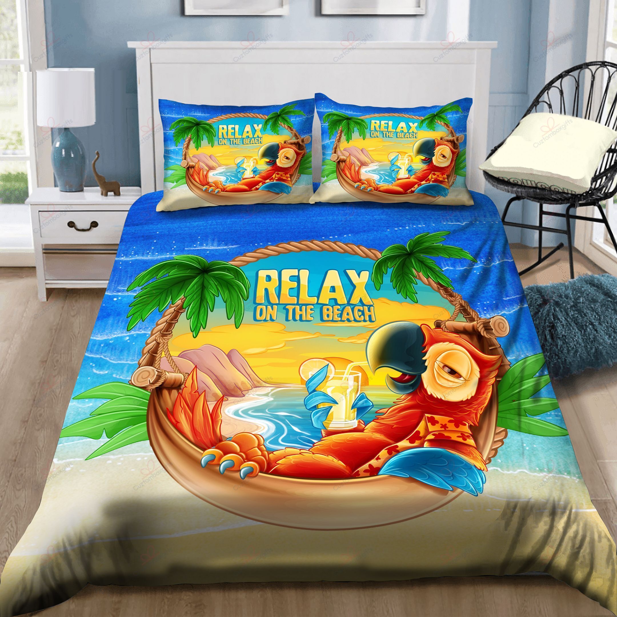 Parrot Relax On The Beach Bedding Set