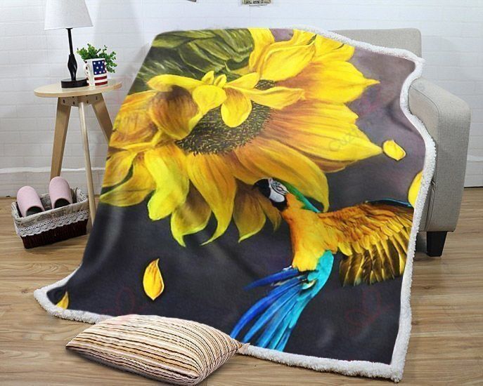 Parrot Sunflower Fleece Blanket