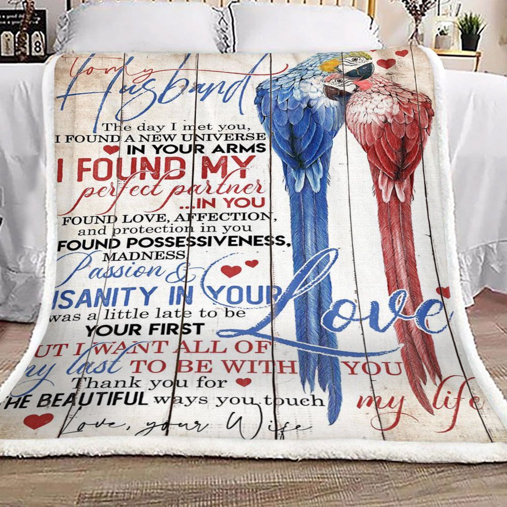 Parrot To My Husband Sherpa Fleece Blanket
