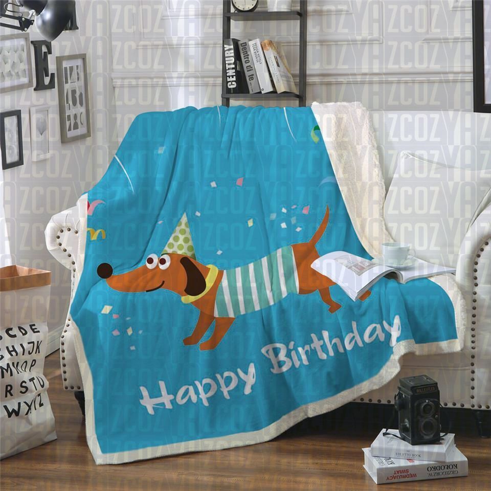 Party Dachshund Sherpa Fleece Blanket