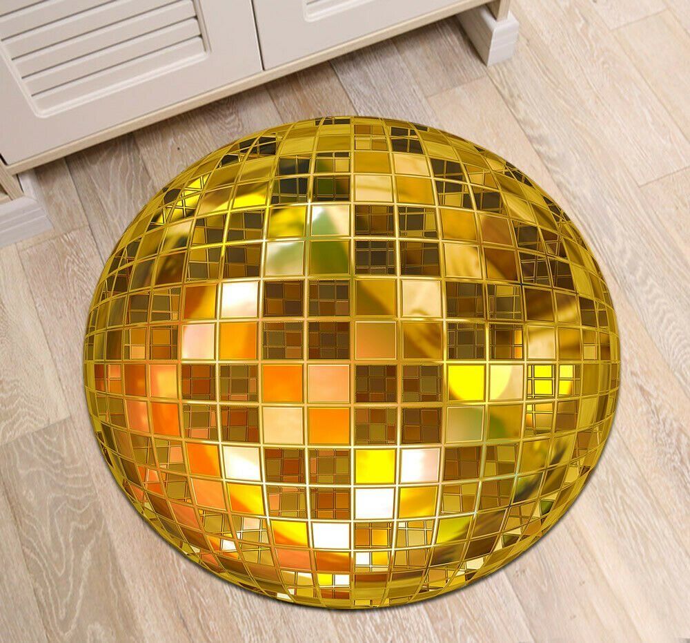 Party Light Gold Disco Ball Round Carpet