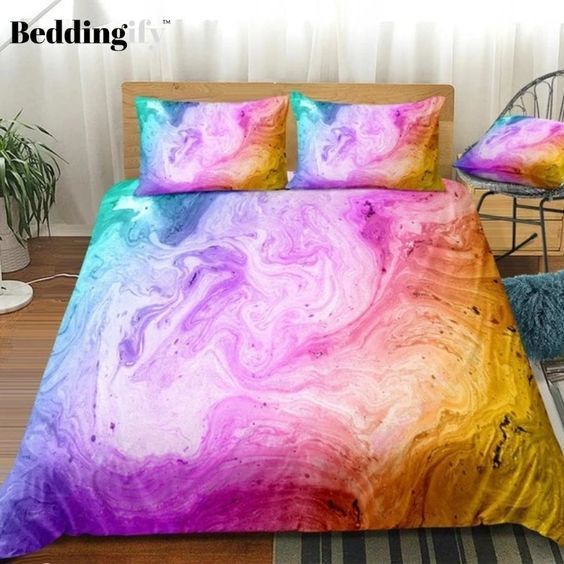 Pastel Colorful Marble Bedding Set