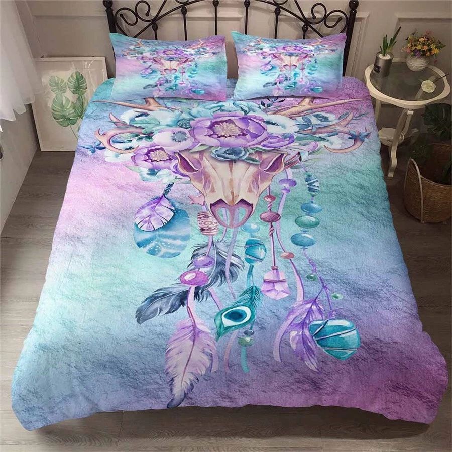Pastel Elk Skull Bedding Set