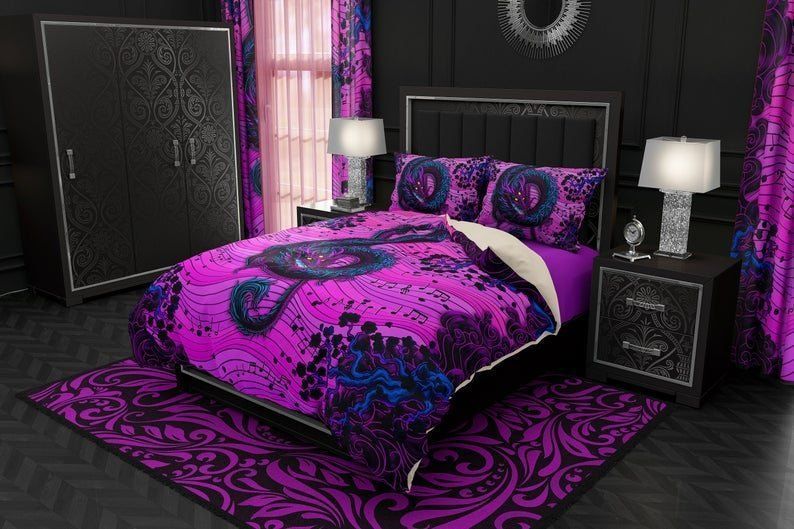 Pastel Goth Music Dragon Bedding Set