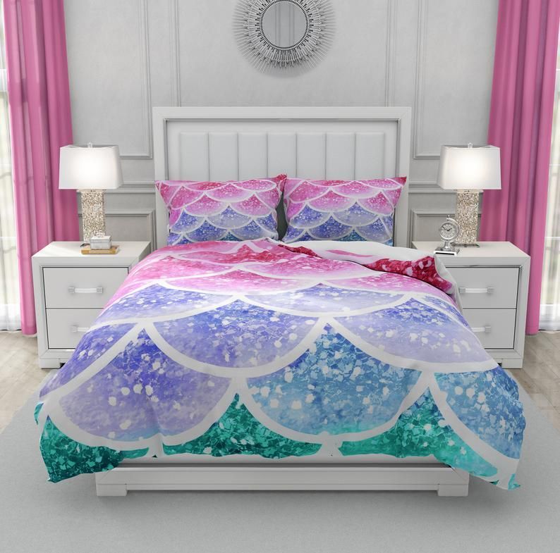 Pastel Mermaid Scales Bedding Set