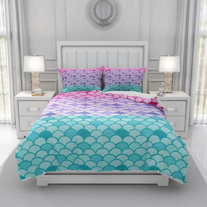 Pastel Mermaid Scales Comforter Bedding Set