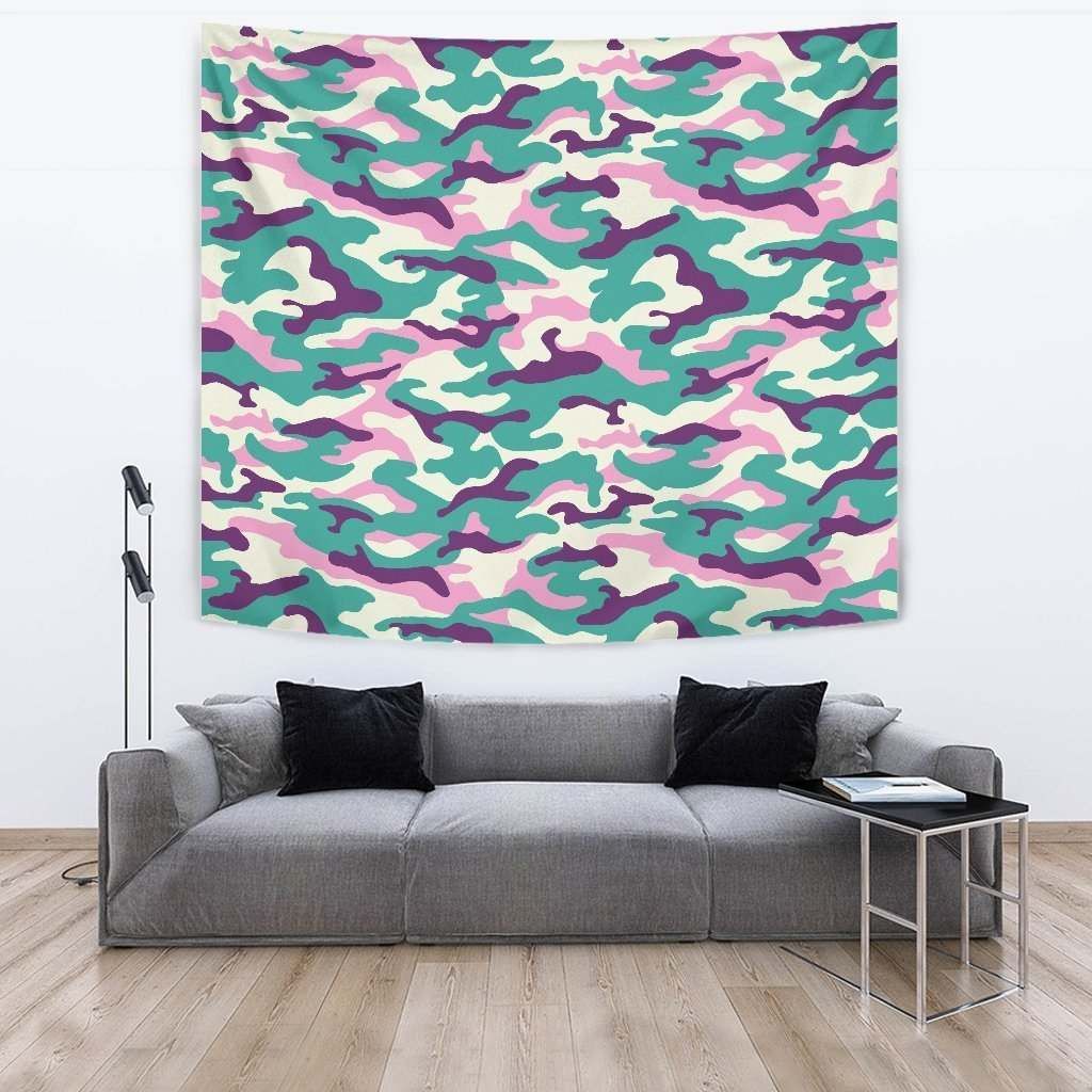 Pastel Teal And Purple Camouflage CL17100103MDT Tapestry