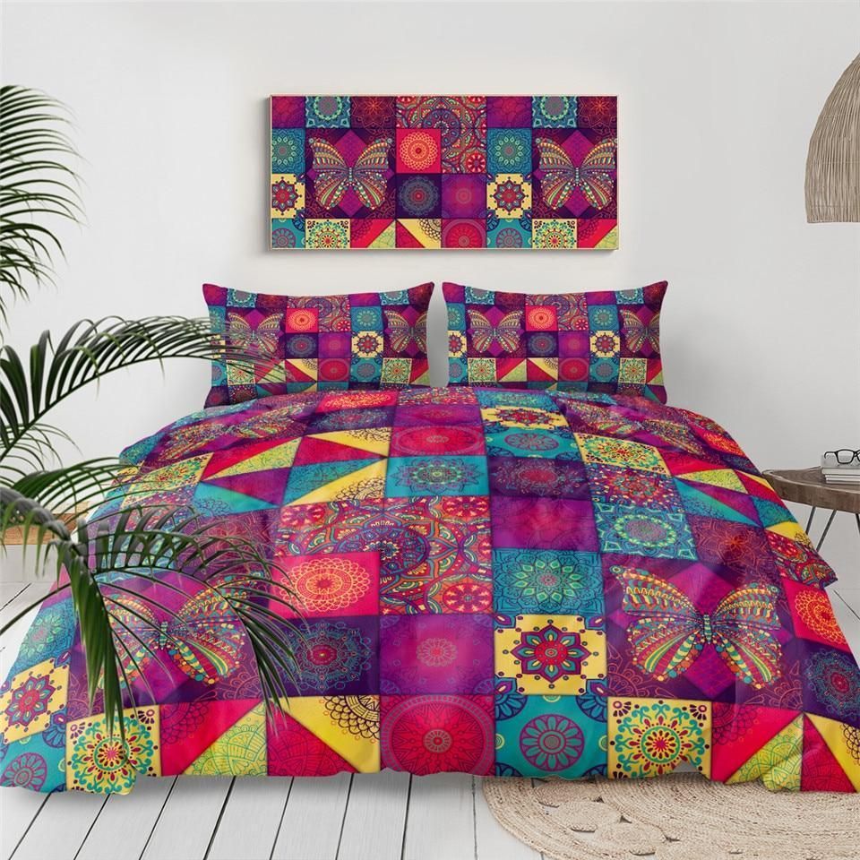 Patchwork Butterfly Pattern Bedding Set