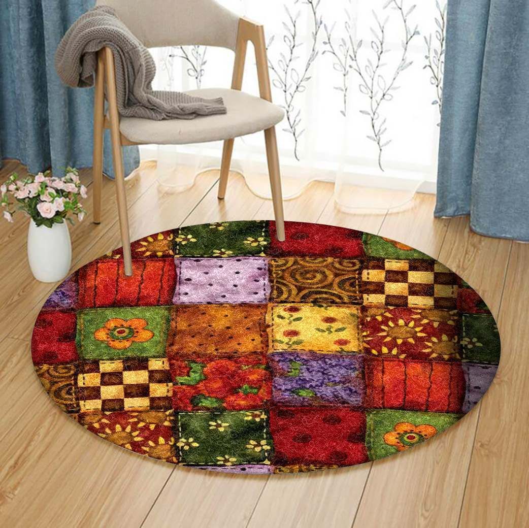 Patchwork Squares Round Carpet