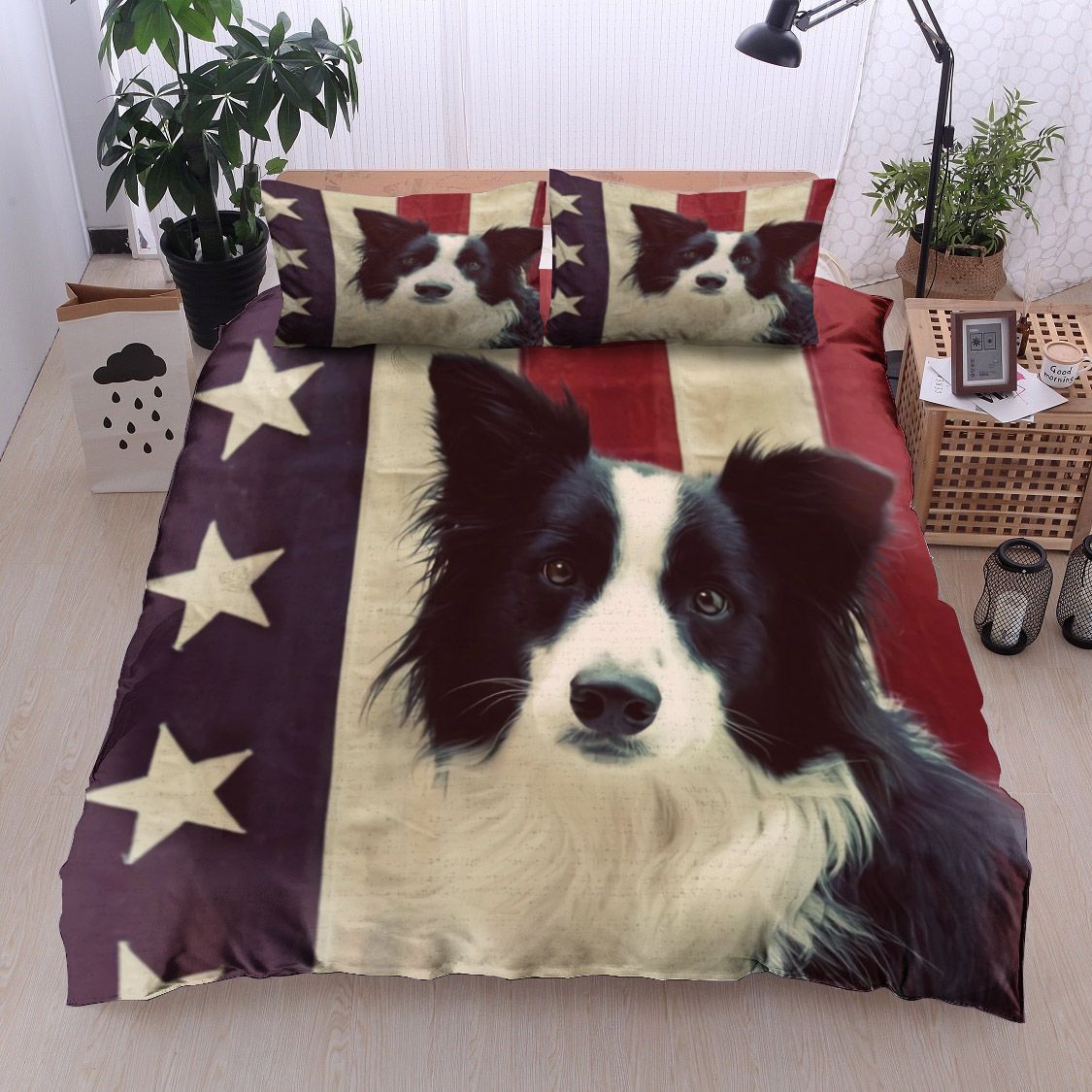 Patriotic Border Collie Bedding Set