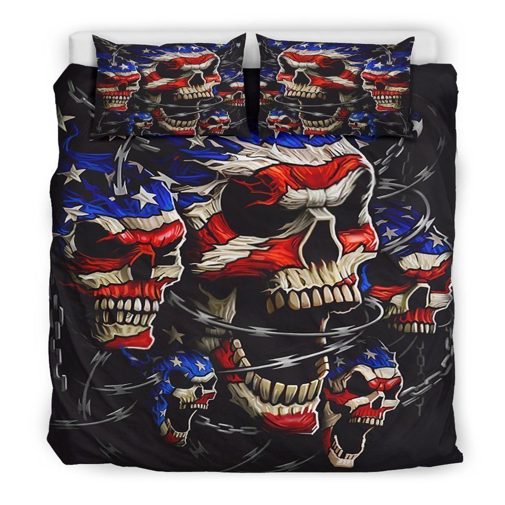 Patriotic Skulls Bedding Set