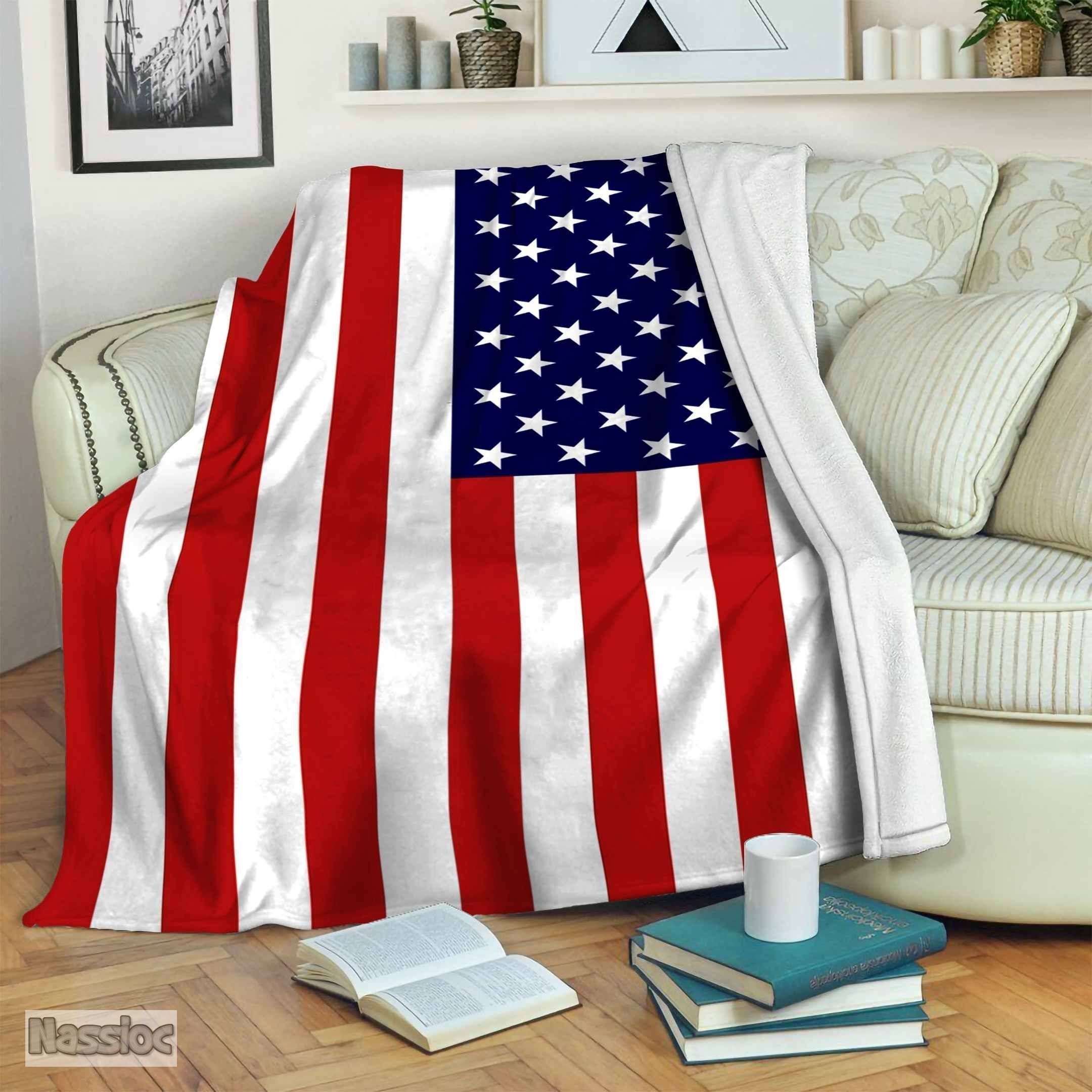 Patriotic Us Flag Fleece Blanket
