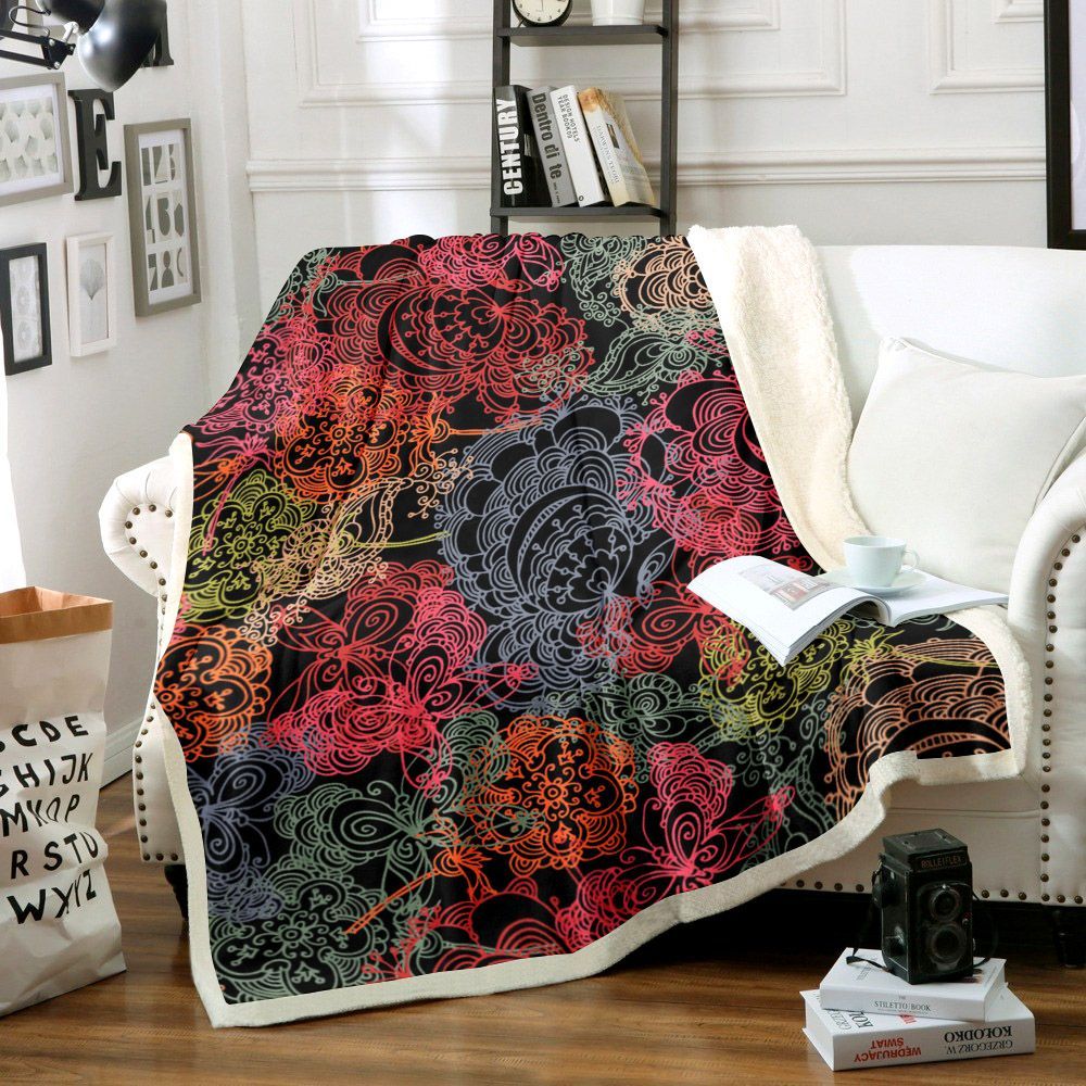 Pattern Butterfly Sherpa Fleece Blanket
