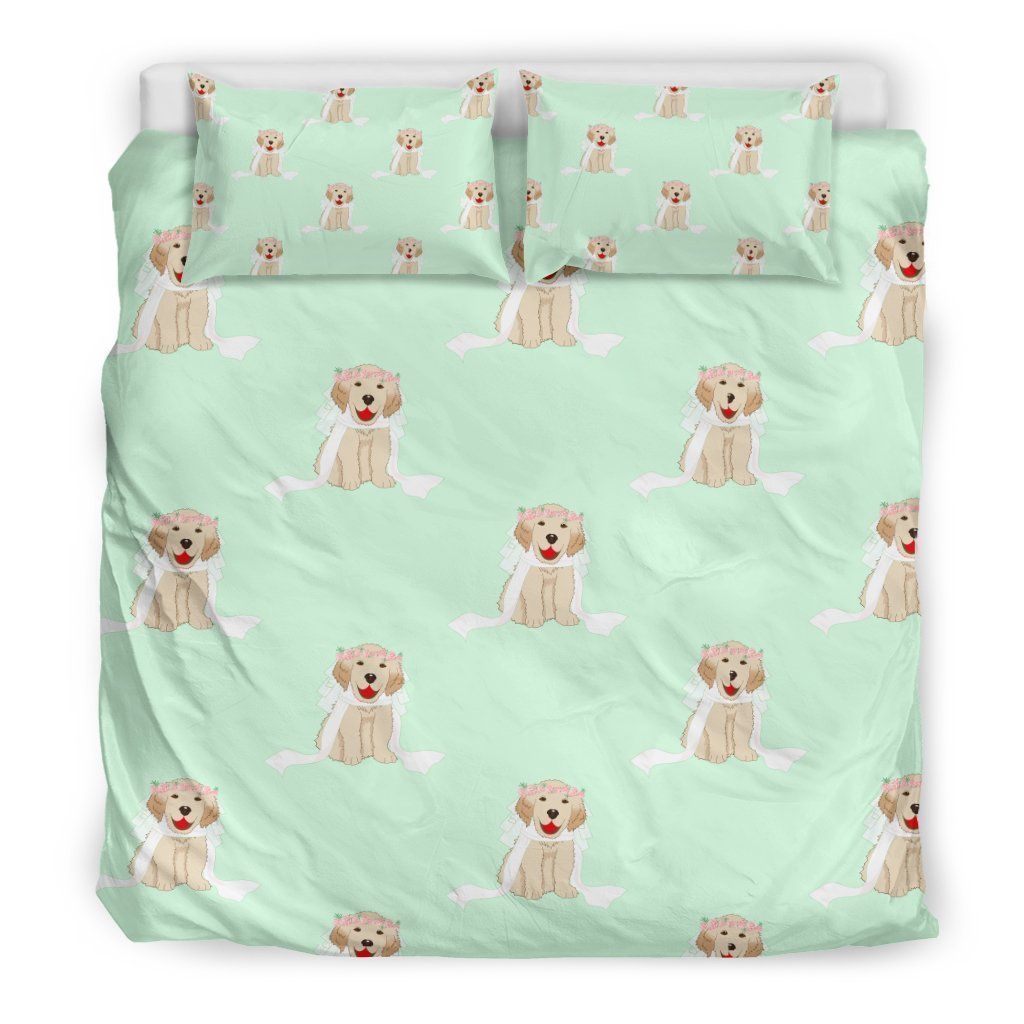 Pattern Print Golden Retriever Bedding Set