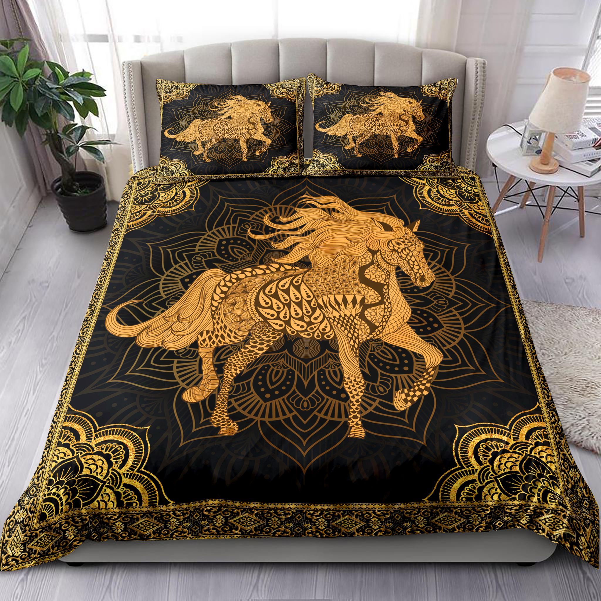 Patterned Horse Mandala Bedding Set