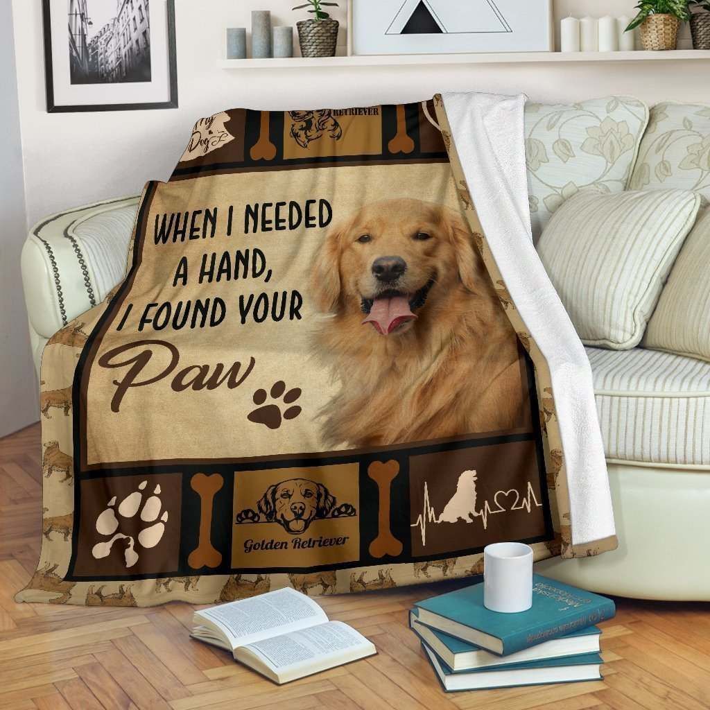 Paw Golden Retriever Sherpa Fleece Blanket