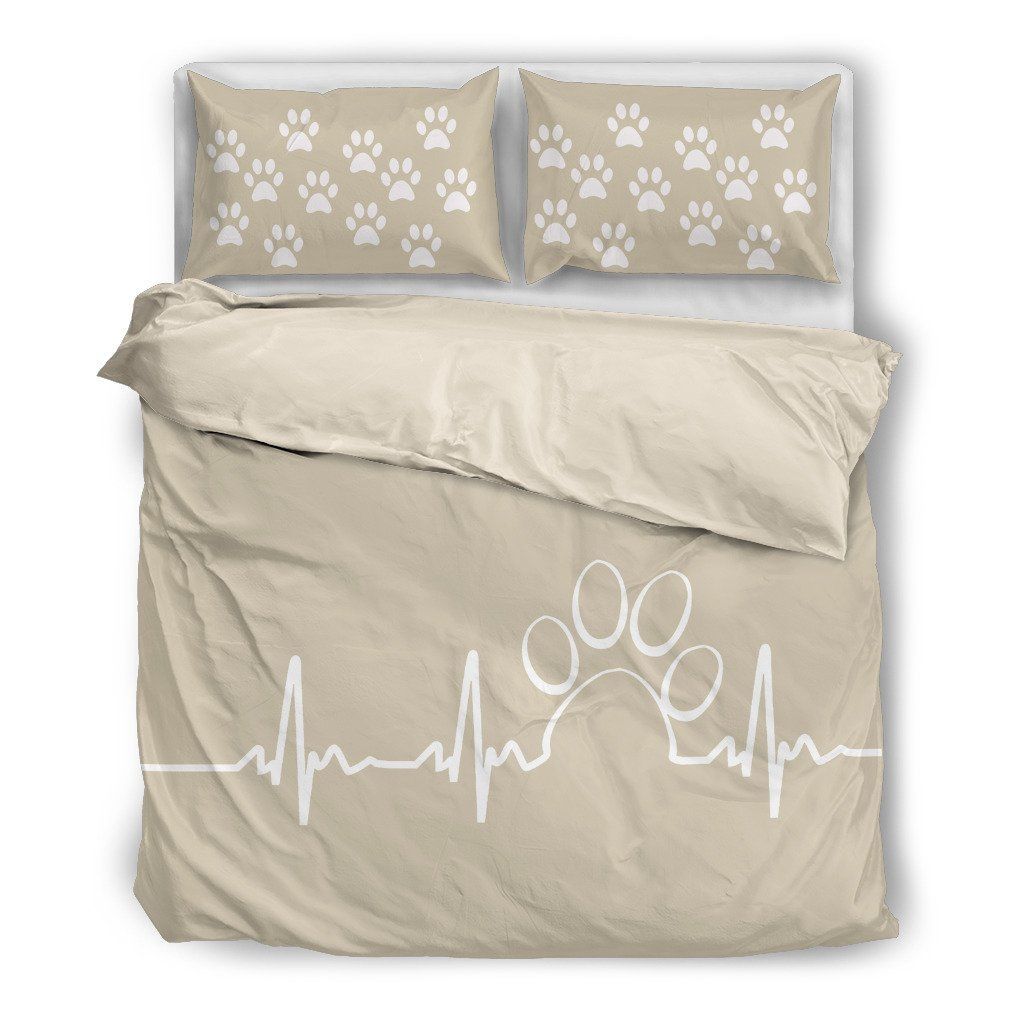 Paw Heartbeat Beige Themed Bedding Set