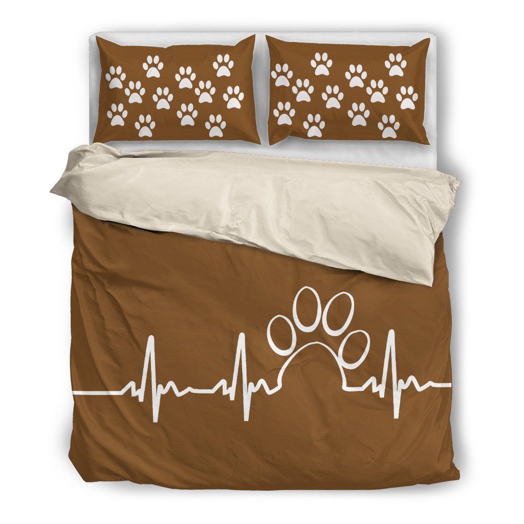 Paw Heartbeat Brown Themed Bedding Set