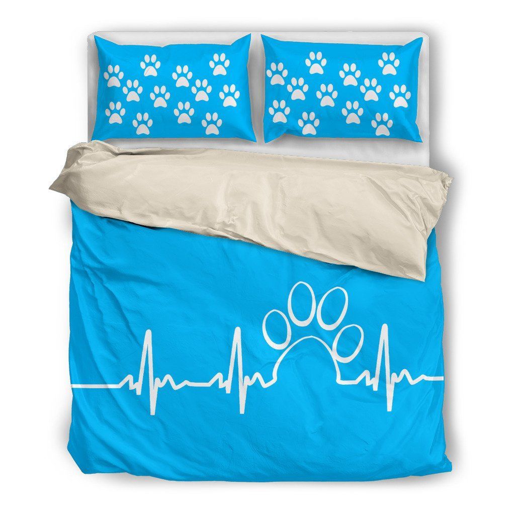 Paw Heartbeat Light Blue Themed Bedding Set