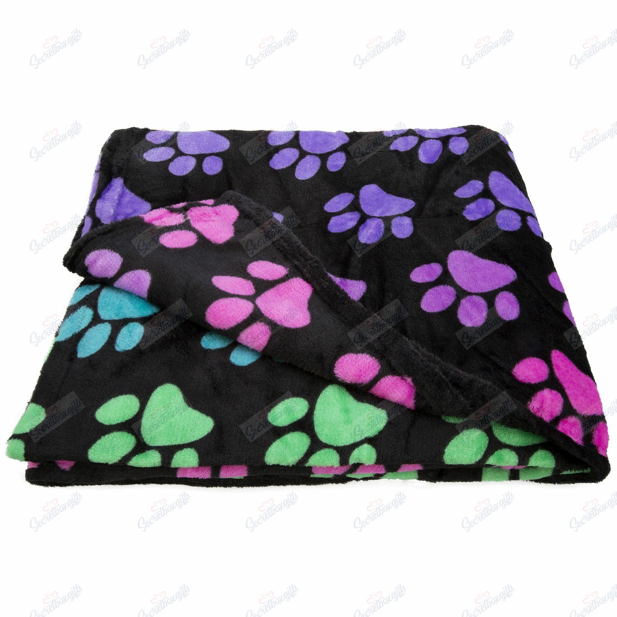 Paw Print Rainbow Fleece Blanket