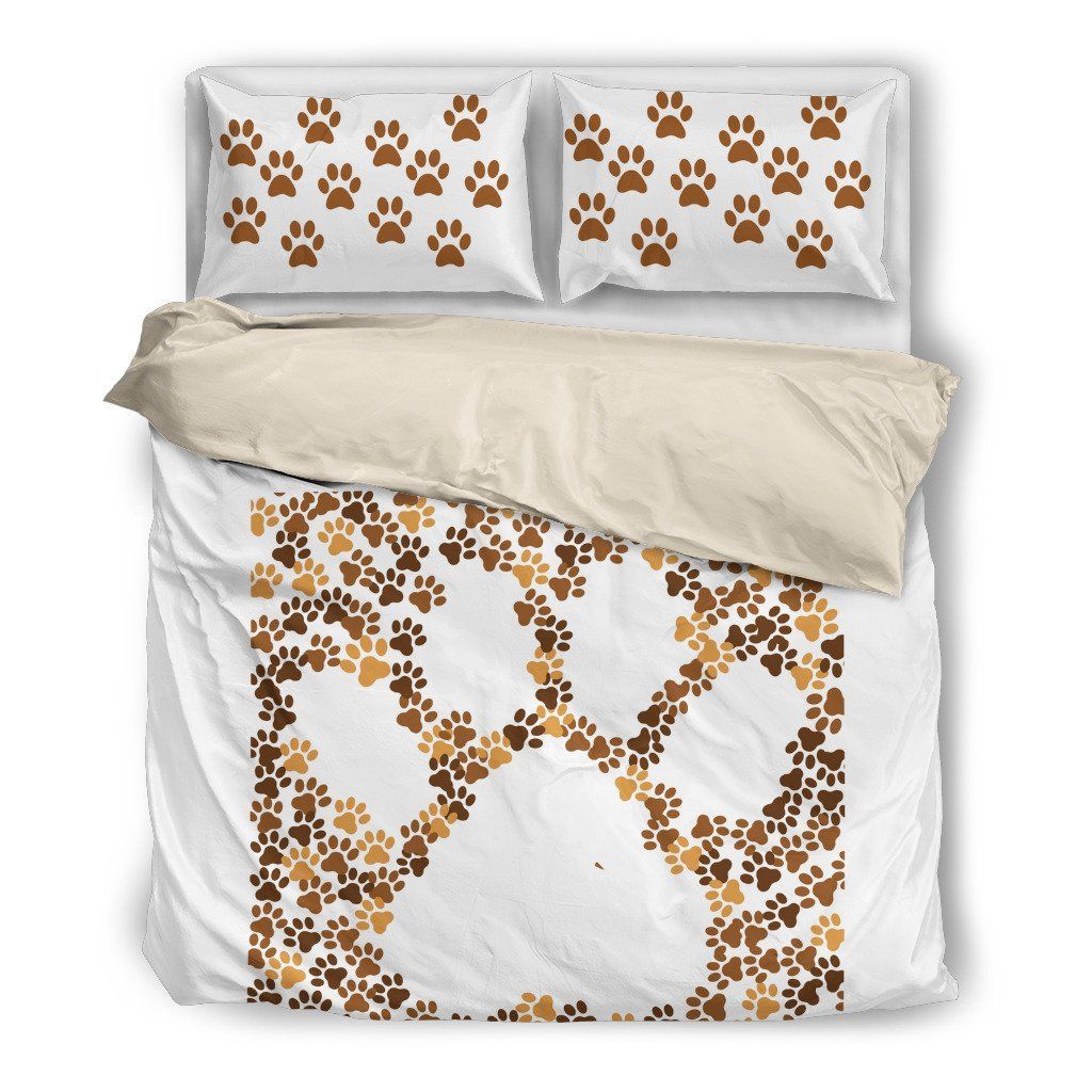 Paw Prints White Themed Bedding Set