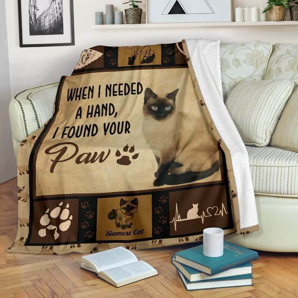 Paw Siamese Cat Sherpa Fleece Blanket