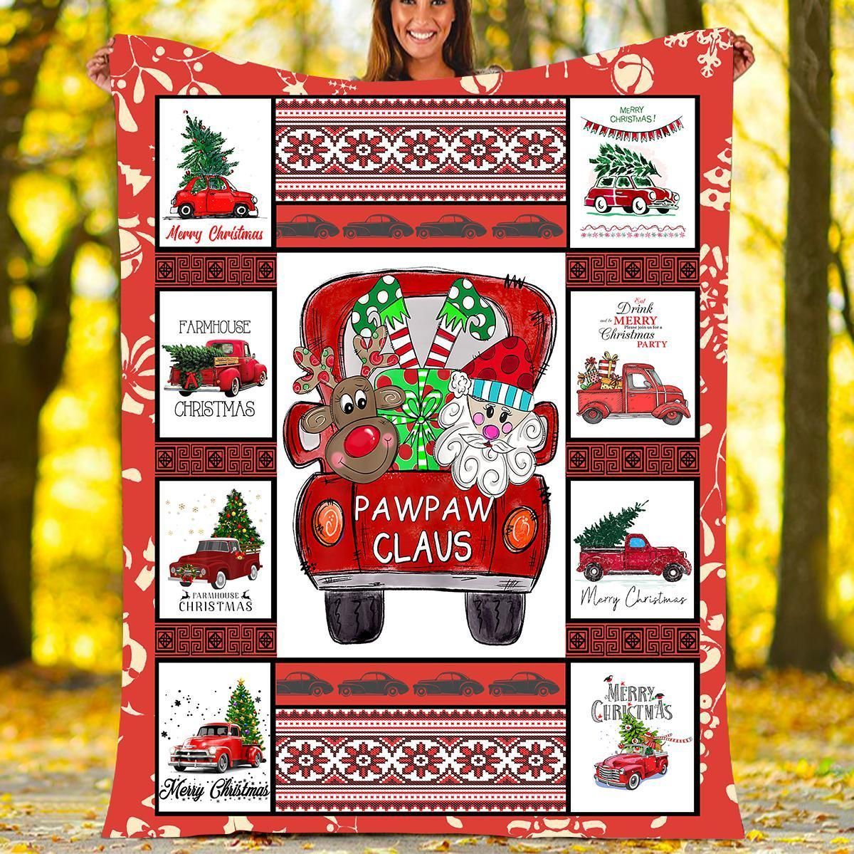 Pawpaw Claus Christmas Sherpa Fleece Blanket